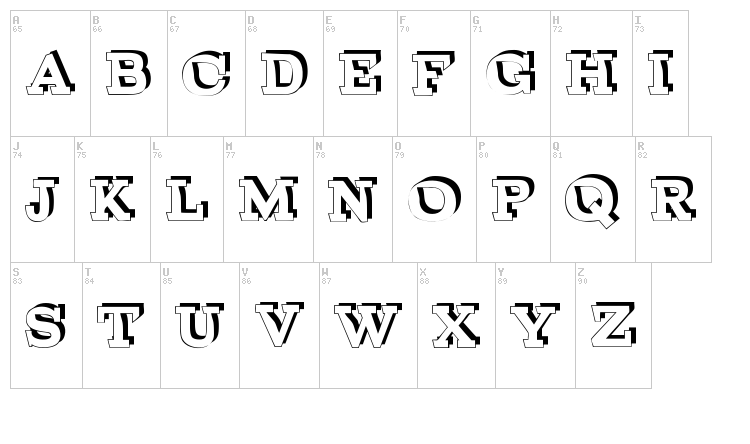 Broken Depth font map